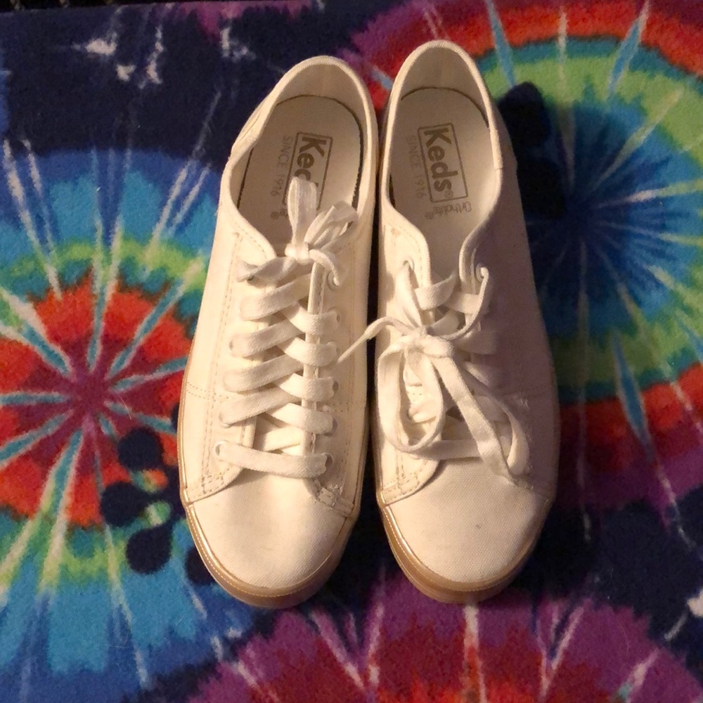 White and gold Keds sneakers